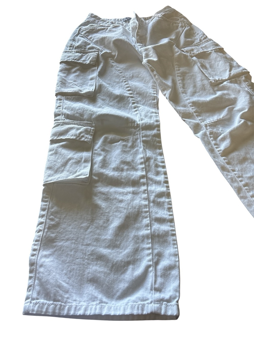 Zara Wide Leg Cargo Pants in White Sz/8 - Picture 8 of 16